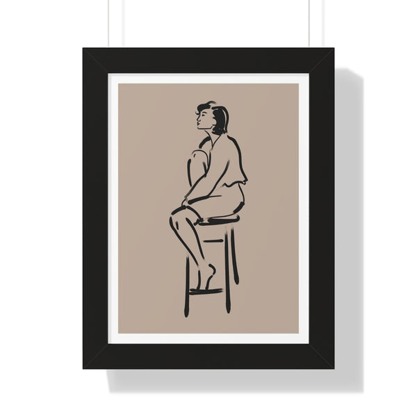 Femme Assise Sur Une Chaise - Framed Print