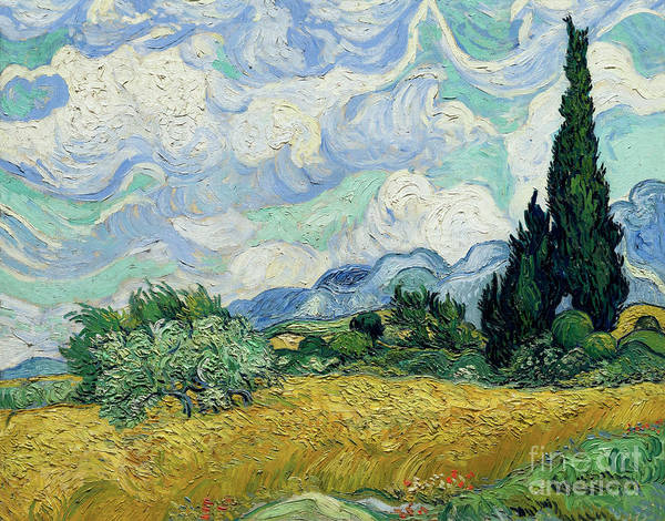 Wheat Field with Cypresses, 1889 - Art Print