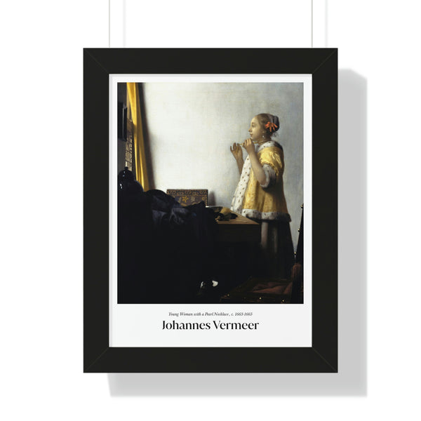 Johannes Vermeer - Young Woman with a Pearl Necklace - Framed Print