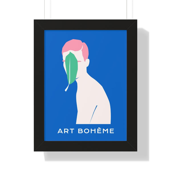 Homme avec une feuille - Framed Print