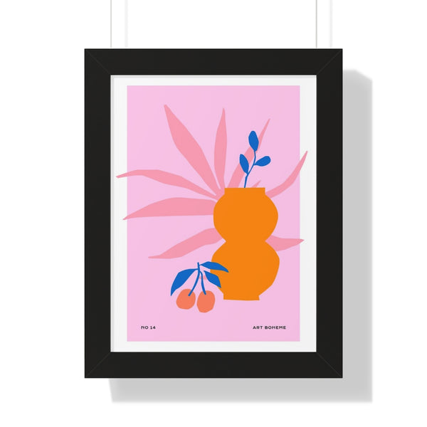 Vase et cerises - Framed Print