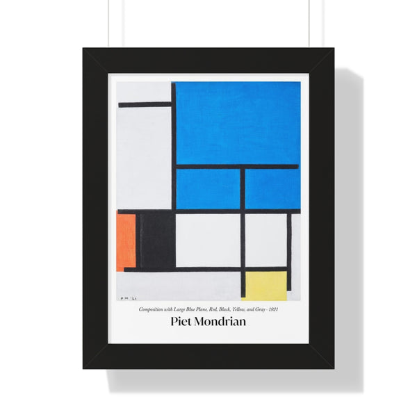 Piet Mondrian - Composition with Large Blue Plane, Red, Black, Yellow, and Gray - Framed Print