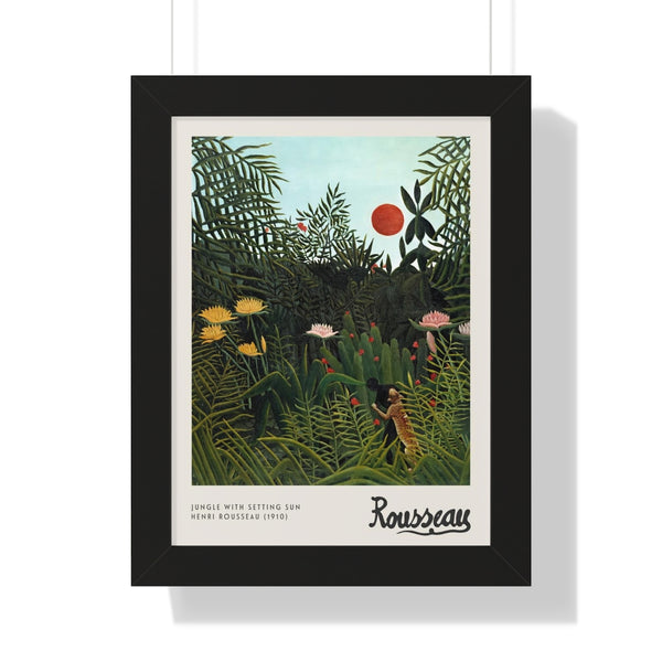 Henri Rousseau - Jungle with Setting Sun - Framed Print