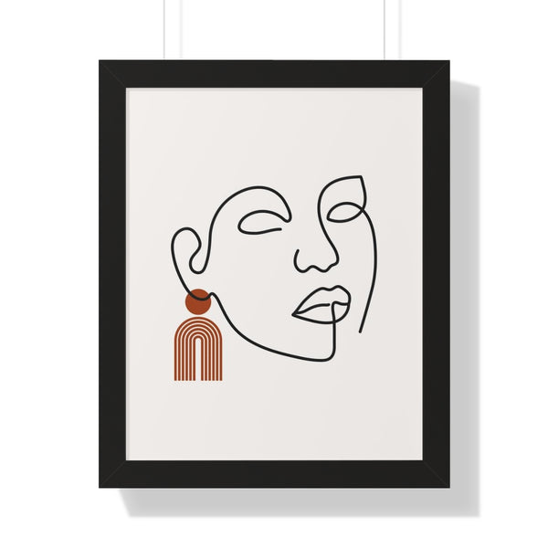 Abstract Face With Gold - Framed Print