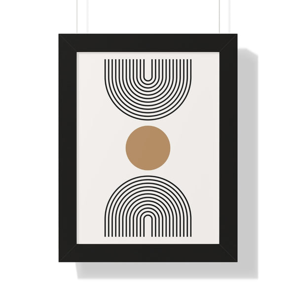 Retro Shapes and Gold - Framed Print