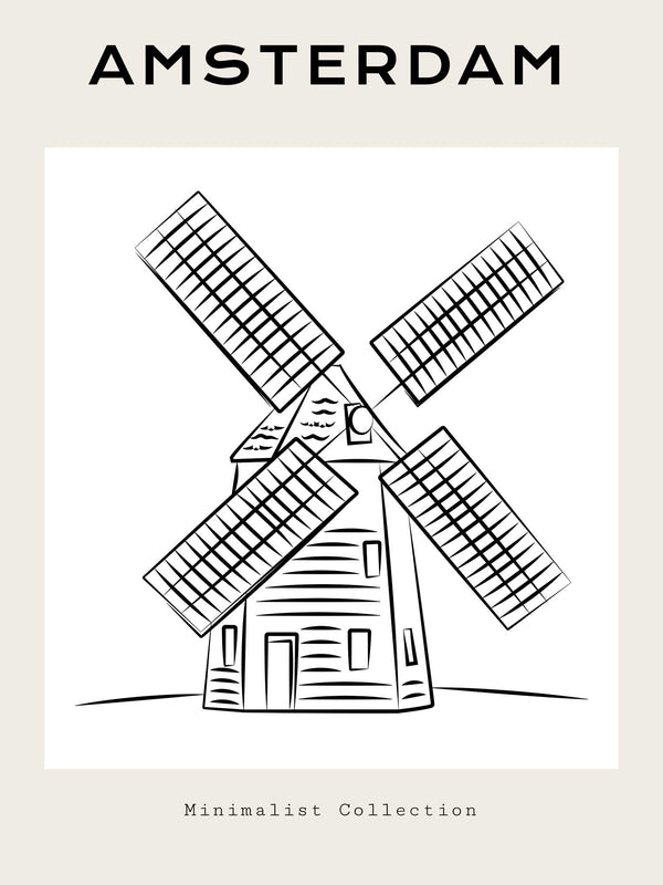 Windmill Illustration - Poster