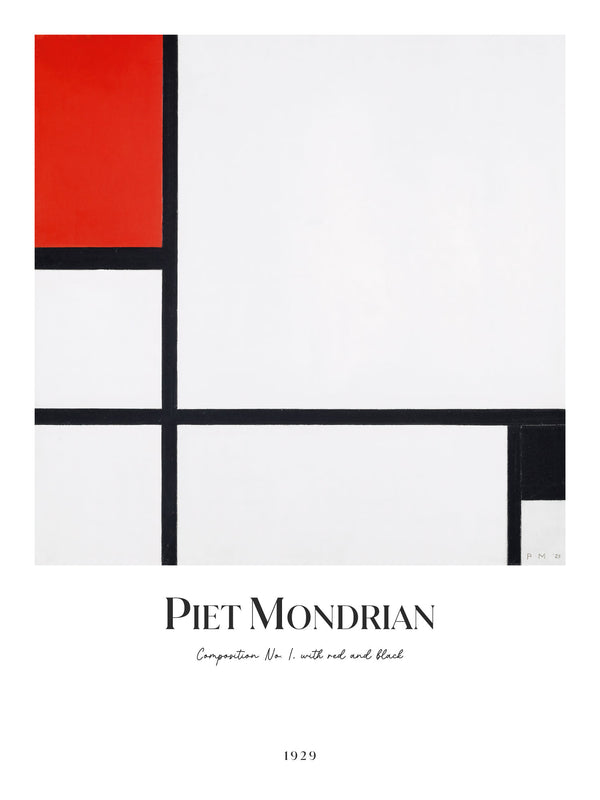 Piet Mondrian - Composition No. I with red and black - Poster