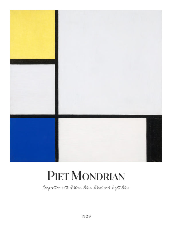 Piet Mondrian - Composition with Yellow, Blue, Black and Light Blue - Poster