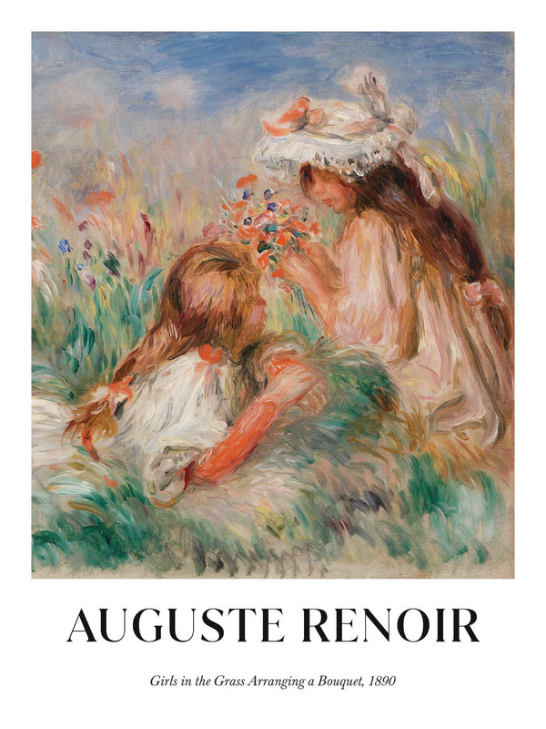 Pierre-Auguste Renoir - Girls in the Grass Arranging a Bouquet - Poster