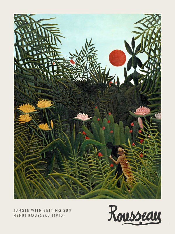 Henri Rousseau - Jungle with Setting Sun - Poster