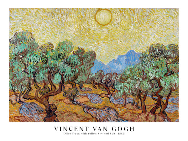 Vincent van Gogh - Olive Trees with Yellow Sky and Sun - Poster