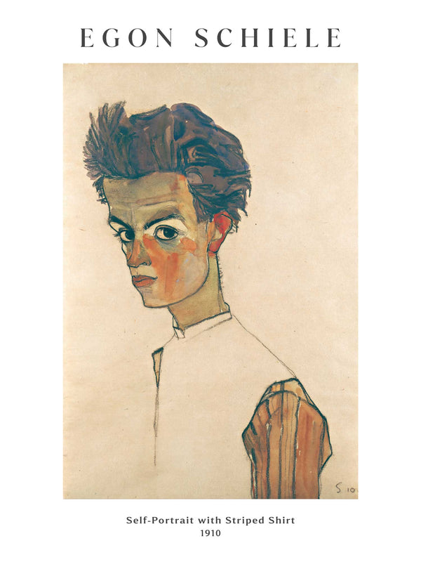 Egon Schiele - Self-Portrait with Striped Shirt - Poster