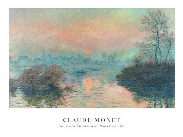 Monet - Sunset on the Seine at Lavacourt, Winter Effect - Poster