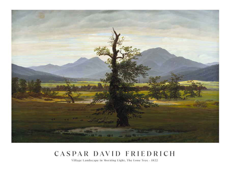 Caspar David Friedrich - Village Landscape in Morning Light, The Lone Tree - Poster