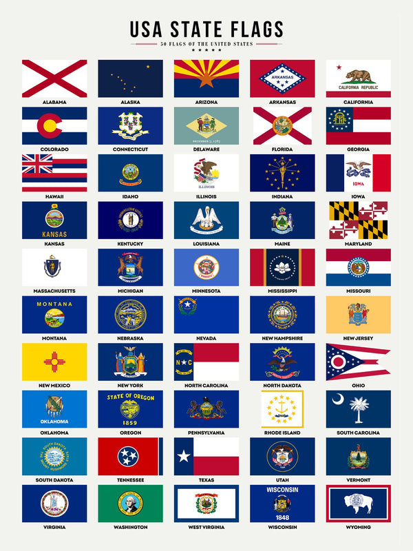 USA State Flags - Poster