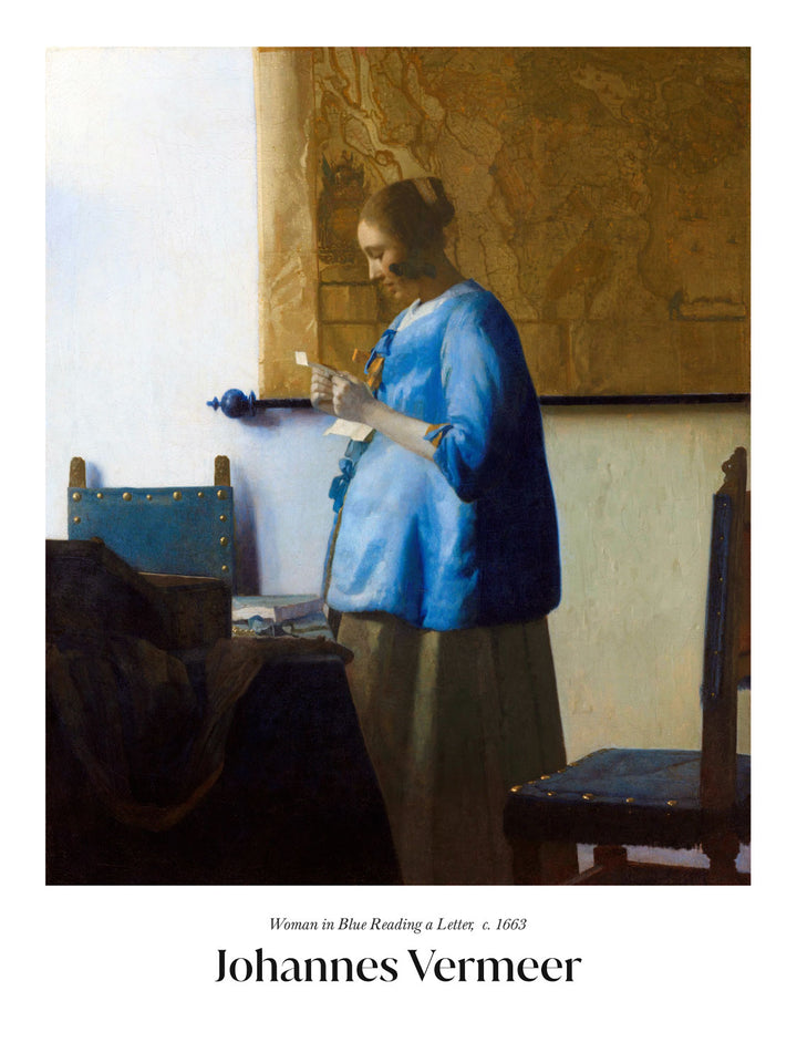 Johannes Vermeer - Woman in Blue Reading a Letter - Poster - Murellos