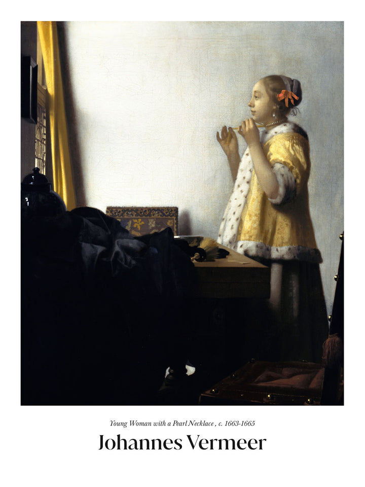 Johannes Vermeer - Young Woman with a Pearl Necklace - Poster - Murellos