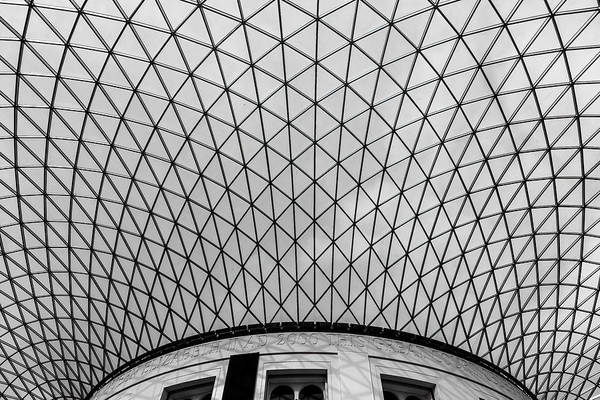 A white latticework ceiling in the British Museum - Art Print