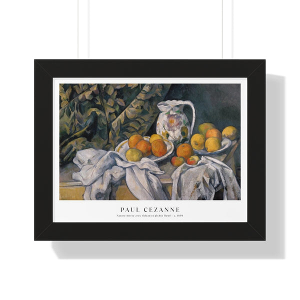 Paul Cézanne - Nature morte avec rideau et pichet fleuri - Framed Print