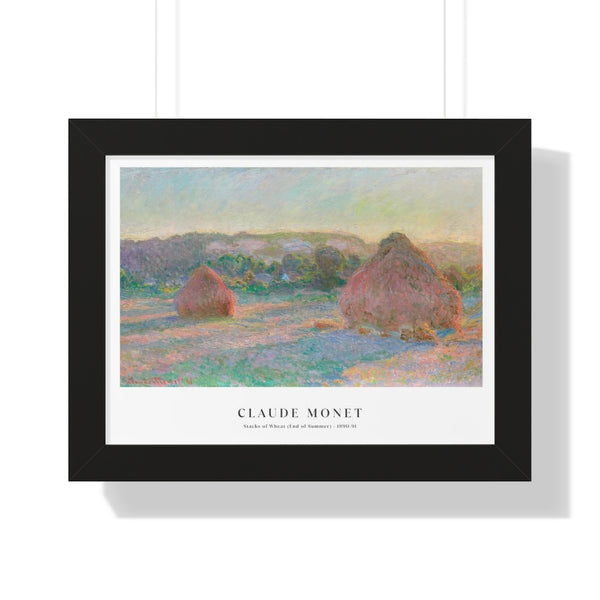 Monet - Stacks of Wheat (End of Summer) - Framed Print