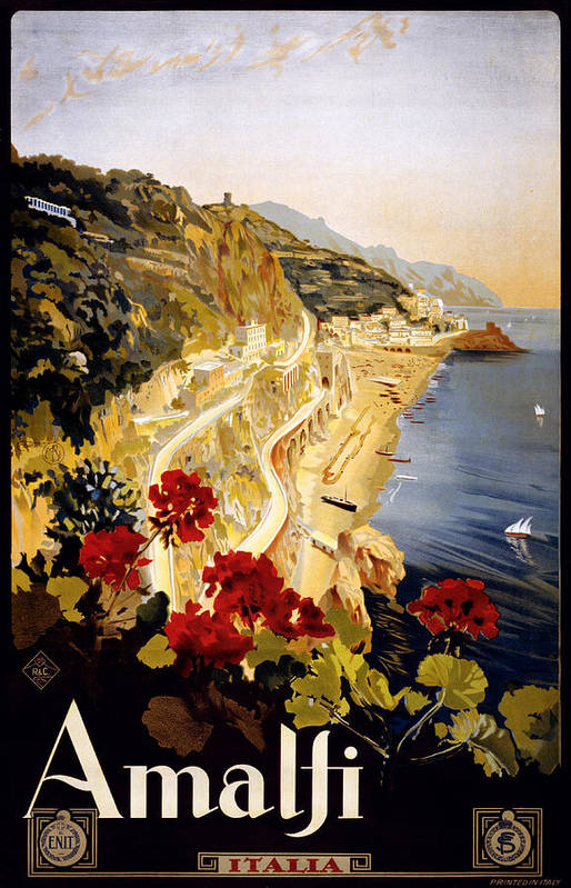Amalfi Italy Vintage Travel Print - Art Print