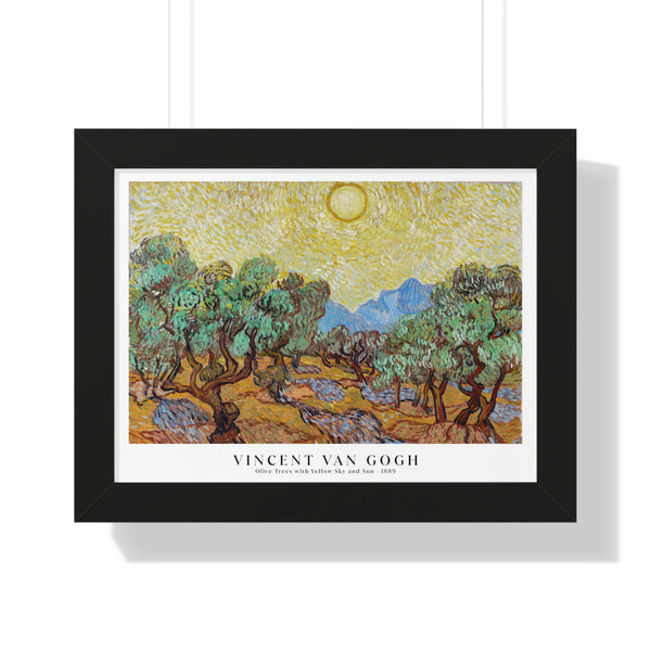 Vincent van Gogh - Olive Trees with Yellow Sky and Sun - Framed Print