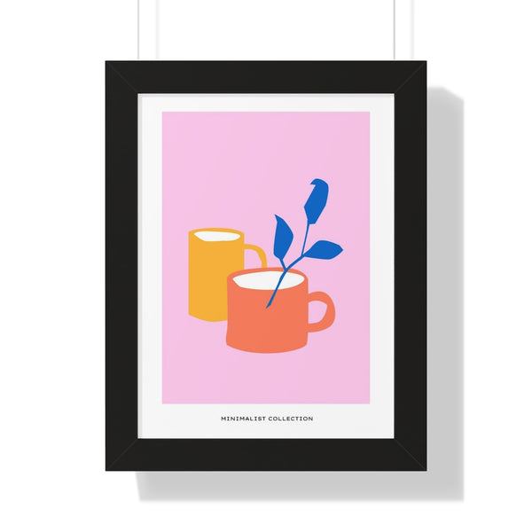 Mugs with blue flower - Framed Print