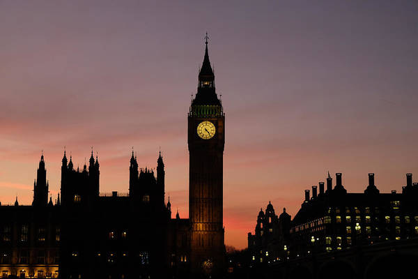 Big Ben, London UK with oink sky during sunset - Art Print