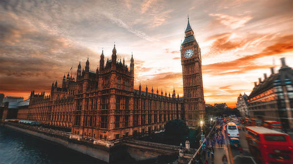 Big Ben with pink sky London UK - Art Print