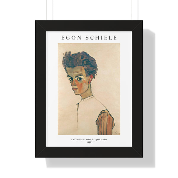 Egon Schiele - Self-Portrait with Striped Shirt - Framed Print