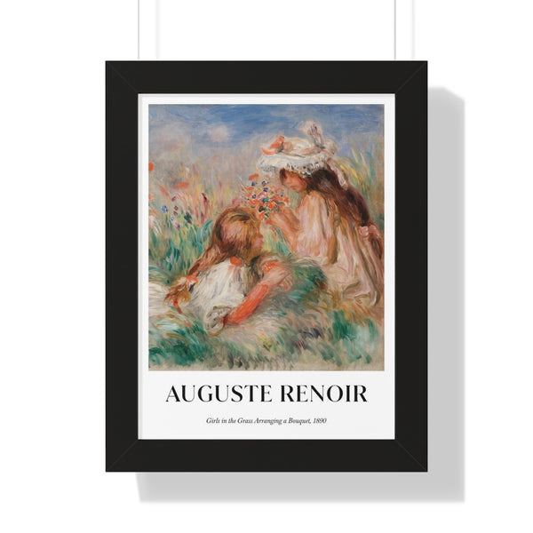 Pierre-Auguste Renoir - Girls in the Grass Arranging a Bouquet - Framed Print