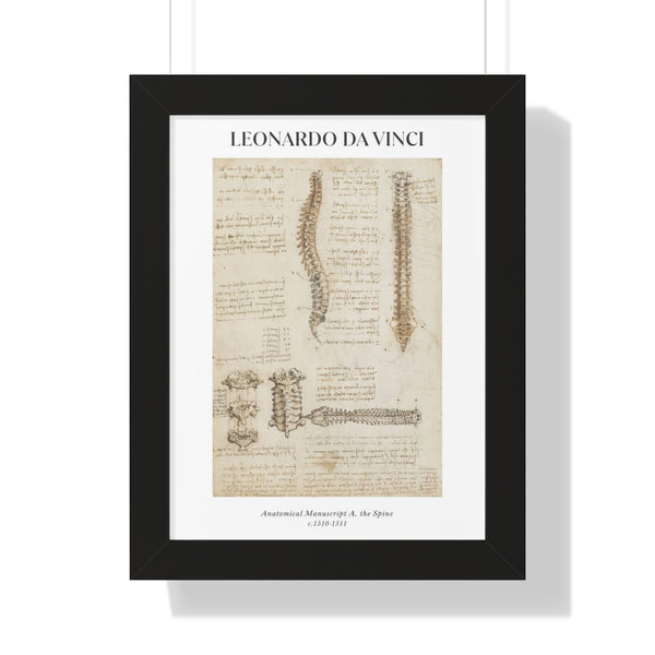 Leonardo da Vinci - Anatomical Manuscript A, the Spine - Framed Print