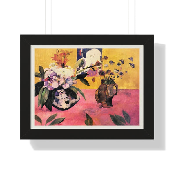 Paul Gauguin - Still Life with Head-Shaped Vase and Japanese Woodcut - Framed Print