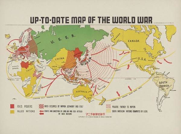 Map of the World War 1942 - Art Print