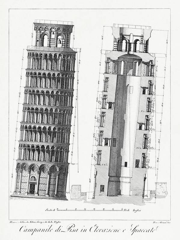 Pisa bell tower aesthetic illustration - Art Print
