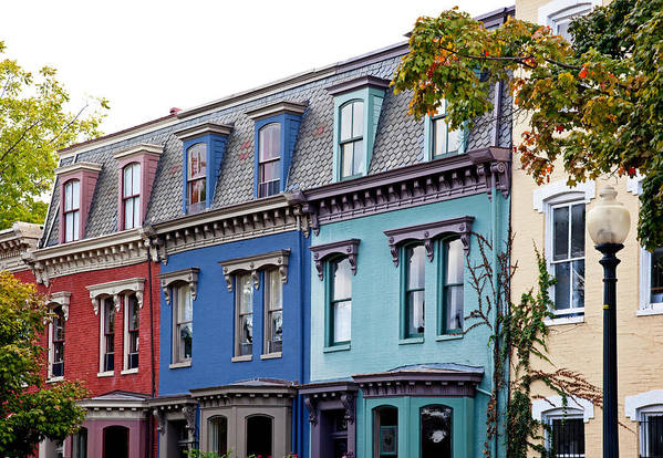 Row and colourful houses in Washington, D.C. - Art Print