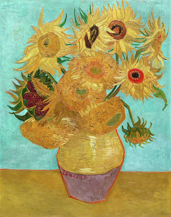 Vase with Twelve Sunflowers, 1888 - Art Print