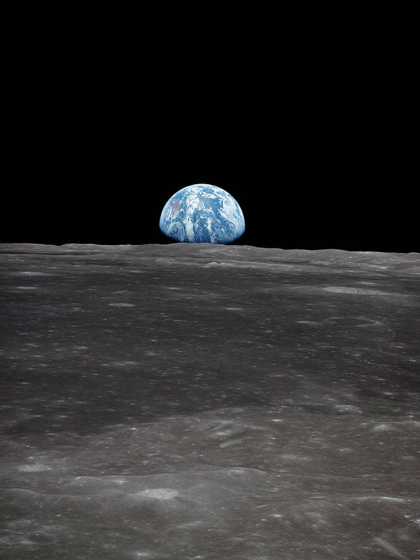 View of Earth rising over Moon's horizon taken from Apollo 11 spacecraft - Art Print