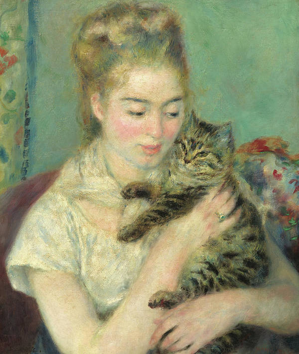 Woman with a Cat, c. 1875 - Art Print