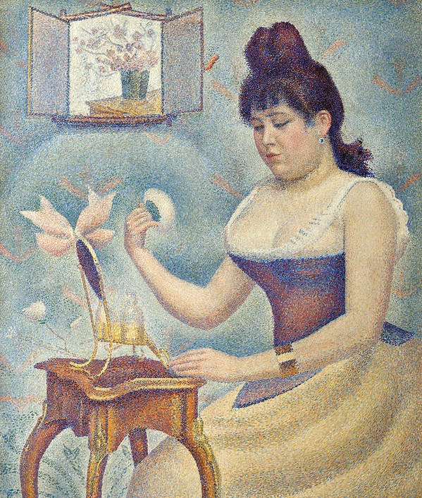 Young Woman Powdering Herself - Art Print